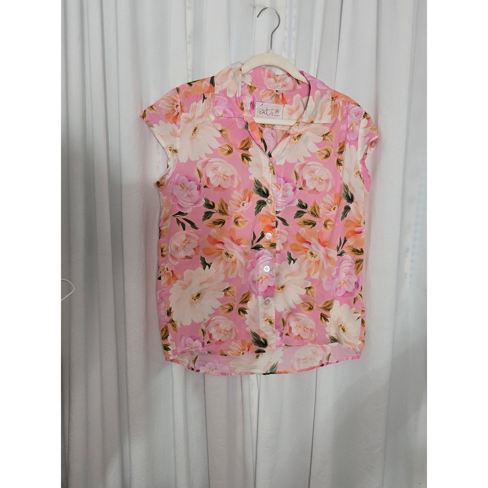The Cat's Pajamas Blush Rose Luxe Pima Cotton Pajama Top - Size Medium